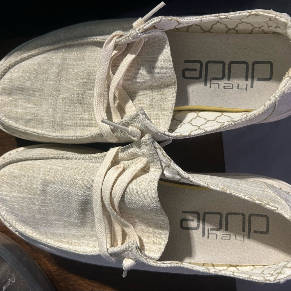 Hey Dude Cream Patterned Sneakers